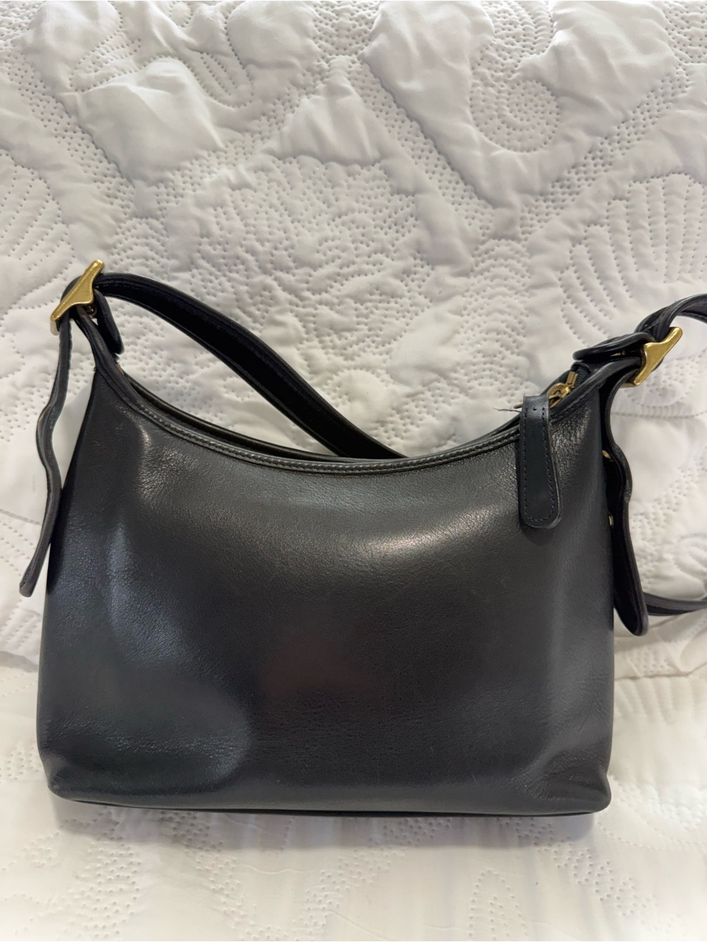 Coach Black Leather Shoulder Bag with Gold Hardware